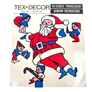 Tex Decor Christmas Translucent Window Decorations Peel Off Decals Santa Elves