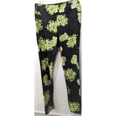 Lularoe Leggings Womens Plus Size TC Tall and Curvy Floral Green Black Daisies 