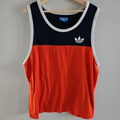 Adidas Tre-Foil Orange/Blue/White Size XL Mens Tank Top Sleeveless Shirt