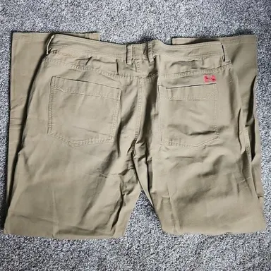 Under Armour Tan/Red Logo Kahki Mens Waist Size 40x32 Loose Fit Denim Jeans