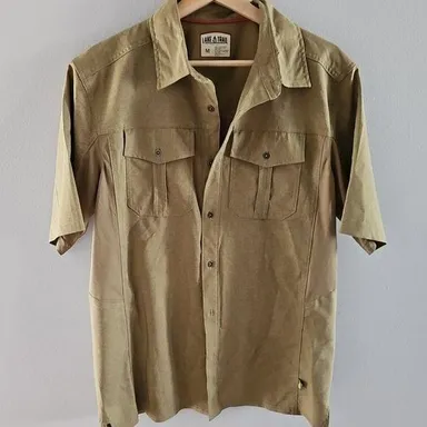 Lake and Trail Size Medium Lightweight Green/Taupe Outdoor Short Sleeve Button-U