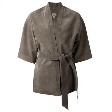 Citizens of Humanity by Jerome Dahan Calf Leather Jacket Blazer Kimono Grey SM