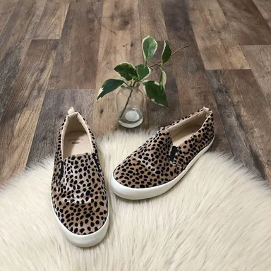 Gap Size 6 Beige Black Velvet Leopard Print Slip On Sneakers