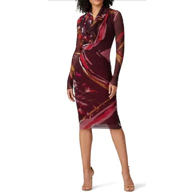 Fuzzi Floral Abstract Red Sheath Dress