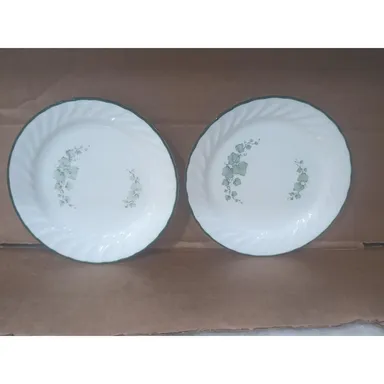 Corelle Callaway 71/4” Salad Plate Set Of Two, Green Leaf Design, Dinnerware Set
