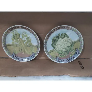 Baum Brothers Formalities King Seed Plates Set, Green Beans & Cauliflower, 8" 