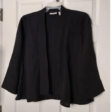 Chico's Women's Size 1 (Medium) Black Open Front Rayon/Nylon Basic Cardigan