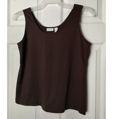 Chico's Women's Size 2 (Large) Chocolate Brown Sleeveless Stretch Tank Top 