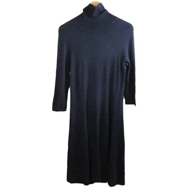  Worthington Sweater Dress M Black Turtleneck Midi Knit Long Sleeve Women Goth