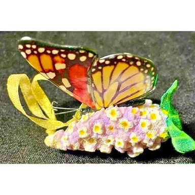Vintage Butterfly "Danbury Mint" Monarch Butterfly & Butterfly Bush Flower