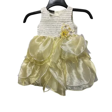 Holiday Editions Toddler 2T Layered Holiday Dress, White/Yellow