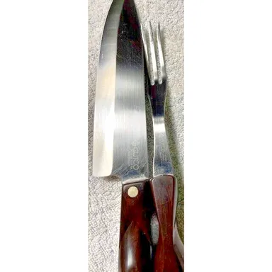 Cutco Chef's Knife #1728 and Turning Fork #1726 Brown Handles
