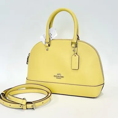 COACH Mini Sierra Crossgrain Leather Satchel Bag in Daisy Yellow