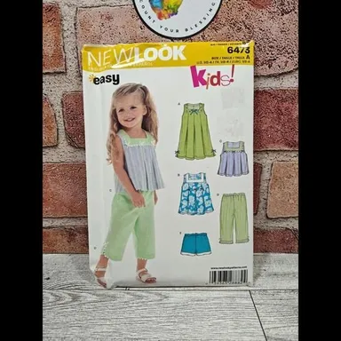 New Look Sewing Pattern 6473 A Toddlers Dress Top Pants Shorts Size 1/2-1-2-3-4