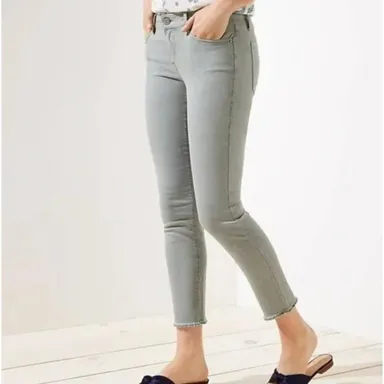 LOFT Modern Skinny Cropped Jeans High-Rise Frayed Hem Stretch Gray Denim Size 10