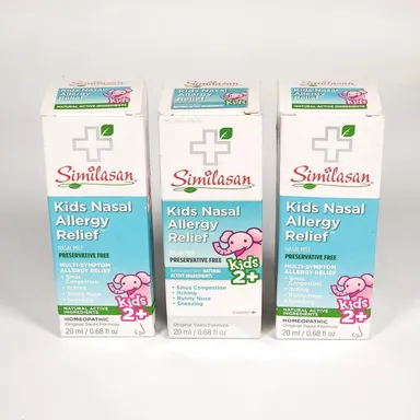 3 Pack Similasan Kids Nasal Allergy Homeopathic Nasal Mint Relief 20ml Exp 8/24+