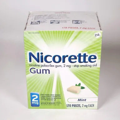 Nicorette Stop Smoking Gum 2mg, Mint 170 Count Expiration 04/25 Free Shipping!