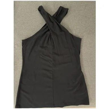 Express Medium Cotton Modal Knit Criss Cross Neckline Tank Top Black 
