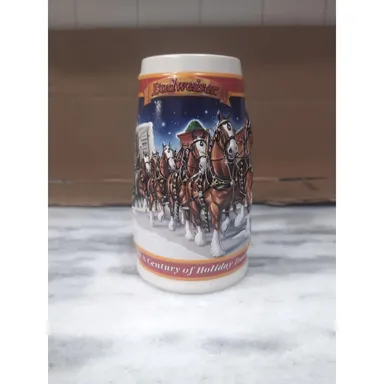 Budweiser Vintage 1999 Holiday Beer Stein Mug, A Century Tradition, Collectible