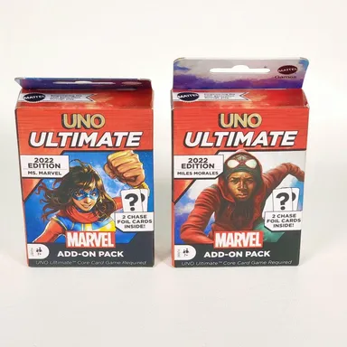 2 Pack Marvel Uno Ultimate Ms. Marvel Miles Morales 2022 Edition Add-On Pack NEW