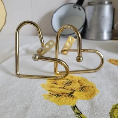 Vintage Brass Heart Hooks set of 2