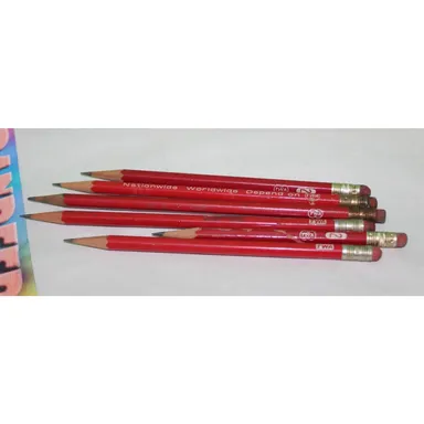 6 Piece Assorted TWA Airlines Vintage Double Globe Number 2 Red Pencils