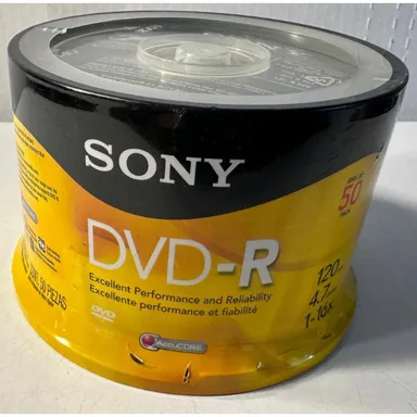 Sony DVD-R 50 Pack 4.7 GB 120 Min Blank Media Disc New / Sealed