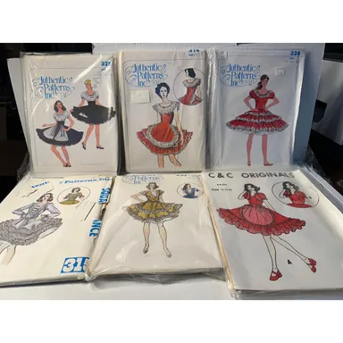 Vintage Lot Of 6 Square Dancing Dress Authentic Patterns Unused 18-20-40 Lot 1
