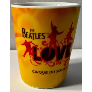 The Beatles Love Cirque Du Soleil Shot Glass Yellow and Orange Rare