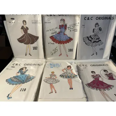 Vintage Lot Of 6 Square Dancing Dress Authentic Patterns 6/8/10 5/7/9 Lot 2