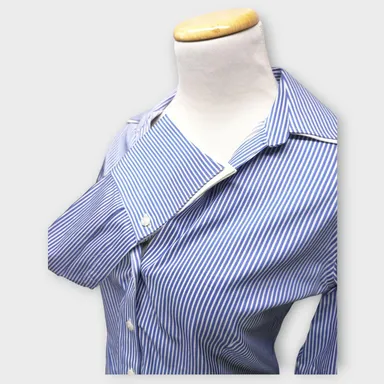 Women's Brooks Brothers Fitted Stretch Blue & White Long Sleeve Shirt Size 6
