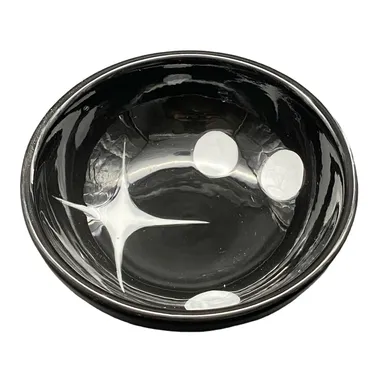 Small MCM Atomic Black & White Bowl / Trinket Dish- Marked C.A.