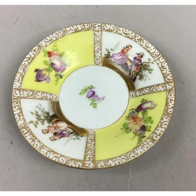 Antique Dresden Porcelain - Hand Painted Floral Trinket Dish