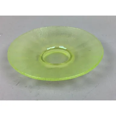 VTG Iridescent Uranium Glass Plate/Saucer Yellow Green Glows Black Light - 6.25”