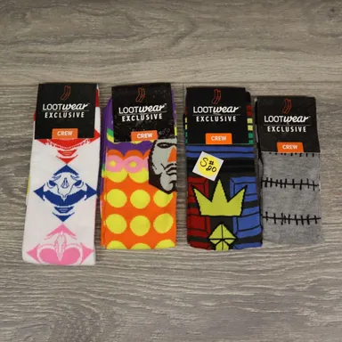 Loot Crate Wear X4 Pairs Sci-Fi Mix and Match Adult Non-Slip Crew Socks