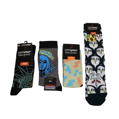 Loot Crate Wear X4 Pairs TV Shows Mix and Match Adult Non-Slip Socks Animated
