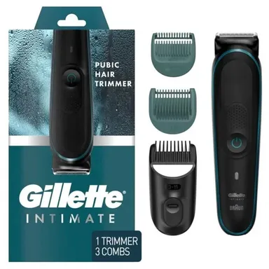 Gillette Intimate Braun Mens Pubic Hair Trimmer Waterproof Body Groomer Black
