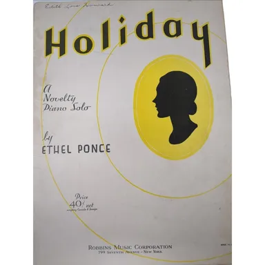Holiday Sheet Music  A Novelty Piano Solo by Ethel Ponce