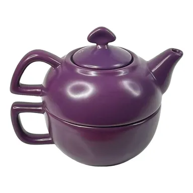 Chantal TEA FOR ONE 13oz Purple Ceramic Teapot Cup & Lid 92-tpc10 3 Piece Set