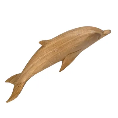 VTG Carved WOOD DOLPHIN 8” Fish Wooden Carving Figurine Nautical Sea Sculpture