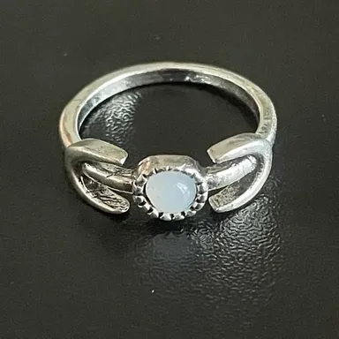 Opal stone two moon ring size 4.75