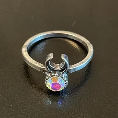Ab crystal moon ring size 5
