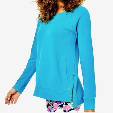 Lilly Pulitzer Beach Comber Pullover Top Formentera Turquoise - Size Large - $98
