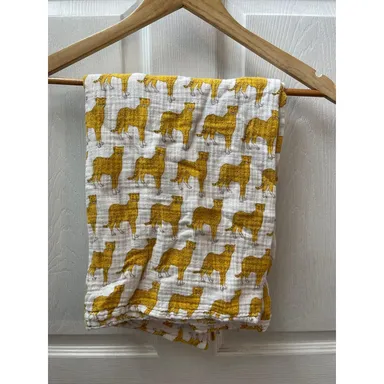Milkbarn Infant Baby Blanket Swaddle Muslin Yellow Cheetah Cat Print RARE HTF