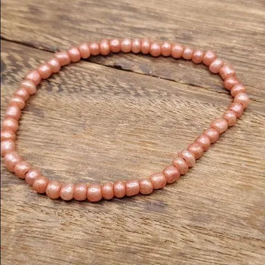 Milky pink czech glass beaded bracelet B3137