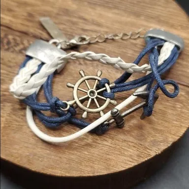 Anchors away sailor boat wheel bracelelet B1931