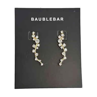 Baublebar Farah Ear Crawlers Gold Tone Rhinestone Earrings 