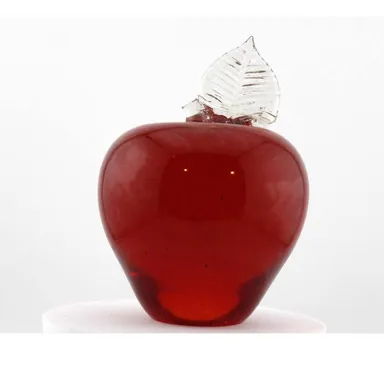 A3. Red Glass Apple Paperweight 
