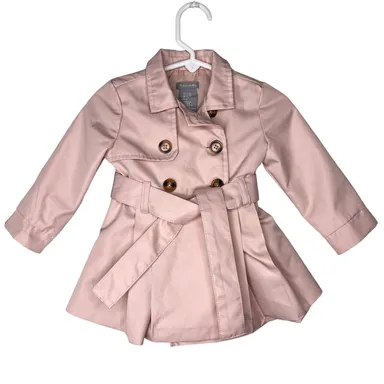 Tahari Baby Pink Double Breasted Belted Jacket Trench Coat 6-9 Month 