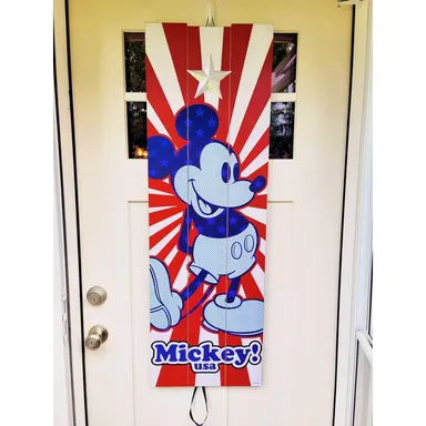 Mickey Mouse July 4th Memorial Day Door Hanging Decoration Rustic 47" Americana